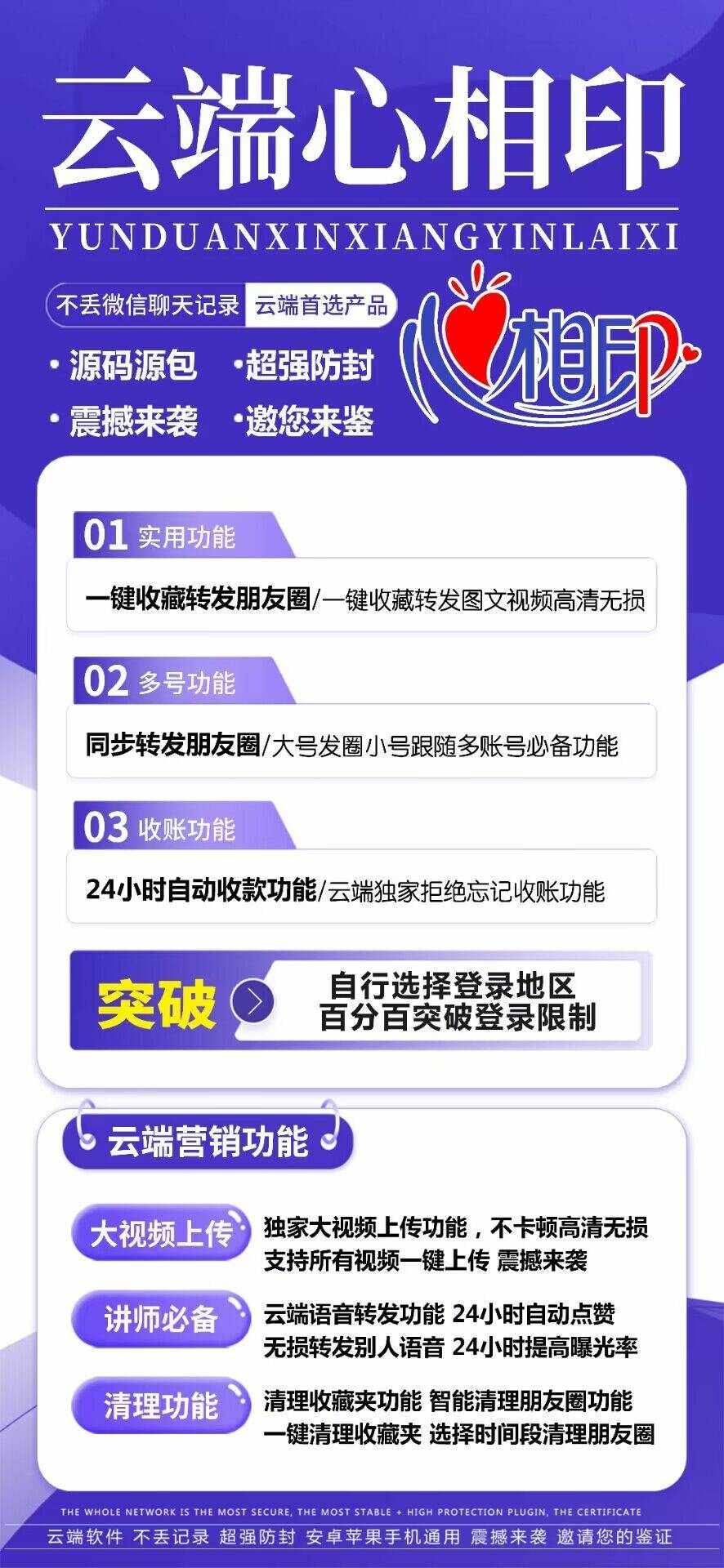 【云端转发心相印激活码】收藏转发可设置屏蔽组/内置双模式/《云端转发心相印最新地址》